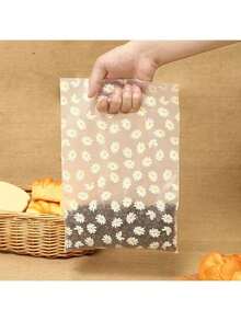 50Pcs Daisy Style Plastic Gift Bags With Handle, Shopping Bag Tote Bags Perfect For Mother's Day Wedding Birthday Holidays