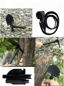 1 pieza Pala plegable multifuncional 4 en 1 para supervivencia y camping, de acero inoxidable con sierra y abrebotellas, artículos de emergencia para camping