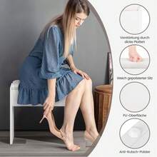 Luxstein Dressing Table Stool, Wooden Makeup Stool, Upholstered Bench, Vanity Stool For Dressing Table, Bedroom, Hallway & Living Room, 40 X 23.5 X 43 Cm, White - Trắng không có ngăn kéo - Xem 3