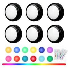 1/3/6pcs Convenient Stick On Puck Lights With Remote Control, Battery Operated LED Push Light Wireless, 12 Color RGB - For Closet, Bedroom Wall, Under Cabinet, Battery Powered Puck Lights. - Multicolor - View 16