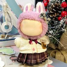 Ropa de muñeca de 6.69 pulgadas, compatible con Labubu, 1 set de accesorios - Sombrero de cubo de moda, top, pantalones con tirantes, mono, adecuado para muñecas de 6.69 pulgadas, accesorios lindos de BuLabu para jugar y exhibir (muñeca no incluida)