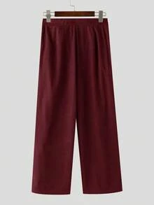 INCERUN Mens Stand Collar Buttons Long Sleeve Jacket Coat Corduroy Long Pants Zipper Bottoms Trousers Fall Casual 2PCS Sets Outfits - 酒紅 - 查看 9