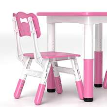 AIYAPLAY Kids Table And Chair Set, 3 Pcs Height Adjustable Activity Table Set With 2 Chairs, Easy To Wipe Arts & Crafts Table, For Classrooms, Daycares, Homes - Pink - Pink - View 9