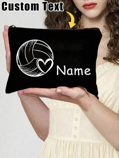 個性的なバレーボールメイクアップバッグ、女性用のパーソナライズされたコスメポーチ、カスタムネームロゴコスメバッグ、スタイリッシュで軽量なトラベルトイレタリーオーガナイザー、パーティーのお土産用コスメポーチはあなたのユニークなデザインにカスタマイズできます、軽量ジッパーコスメバッグクリスマスビューティーアクセサリー