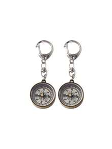 قطعة واحدة بوصلة صغيرة من سبيكة الزنك العتيقة مع سلسلة مفاتيح، بوصلة للتخييم، أداة ملاحة للمشي لحفلات السيارات، إكسسوارات للنساء، سلسلة مفاتيح للحقيبة