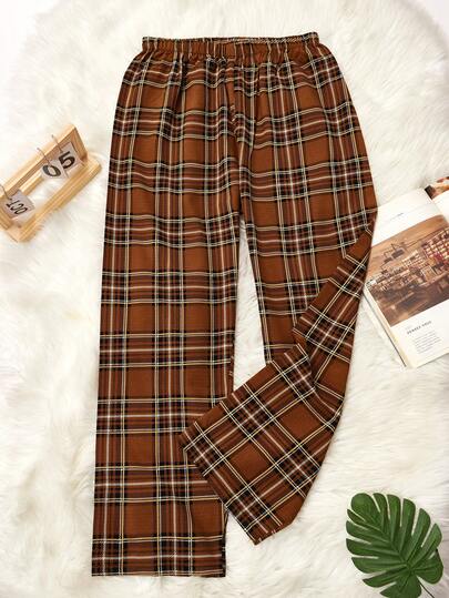 男士休闲弹力腰格子裤，春秋季