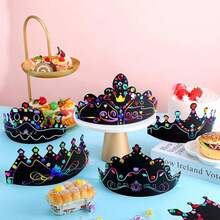 80-72 Stücke Papier Krone Set, Regenbogen Kratzpapier, Krone mit Regenbogen Kratzkrone Stirnband Hut, Holzoptik handgefertigt Gummiband, bunte Edelstein Aufkleber, Party, Geburtstag, Schulanfang Geschenk, Erwachsenen Dekoration, Geburtstagsparty Geschenk, Feier Dekoration, dekoratives Stirnband, bunte Krone, handgefertigte Details, Kratze Edelsteine, Krone Accessoires, Party Hut, Erwachsenen Feier, Bastler Enthusiast