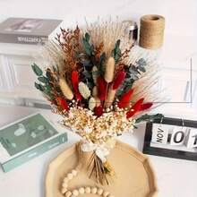 70pcs Bohemian Style Dried Flower Bouquet, Pampas Grass, Eucalyptus, And Rabbit Tail Dried Plants - Ideal For Wedding Table Decor, Bridal Bouquets, Valentine's Day, Fall, Halloween, Easter, And Thanksgiving