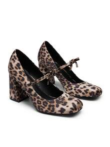 Women's Chunky Heels Mary Jane Pumps Bow Cute Square Closed Toe Elegant Comfortable Party Dress Shoes - 彩色 - 查看 4