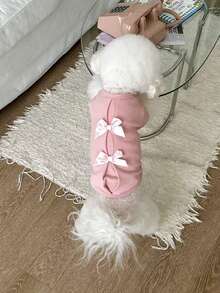 1pc Autumn/Winter Fashion Bow Pet Dog/Cat Warm Clothes, Suitable For Teddy, Poodle, Bichon Frise, Small Dogs & Puppies, Fleece Sweatshirt - Multicolor - View 13