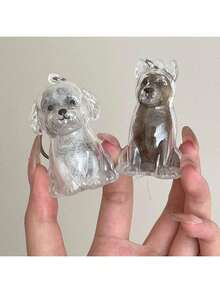 1 件 PET 材质坐狗设计钥匙扣 - 高品质 PET 毛发收集钥匙扣 - 适合狗主人 - 具有附加值的钥匙扣，PET 毛发收集和保护纪念品，可挂在钥匙、包包和户外用品上 - 适合作为爱狗人士的纪念品 - 彩色 - 查看 3