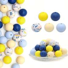 50pcs Assorted Color Silicone Beads, Suitable For DIY Jewelry, Bracelets, Necklaces, Keychains, Beaded Pens And Crafts - Printed Silicone Beads Combination - View 28