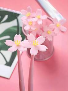 20/10/1pc 创意软凝胶笔 - 美丽的樱花风格，轻巧清新，可爱的花形，适合学生考试和签名，可爱的樱花凝胶笔 - 柔软防滑樱花设计，红色和粉色美学桌面装饰，适用于日记、礼品包装和办公用品，书写笔，花卉图案笔，流畅的书写工具 - 彩色 - 查看 4