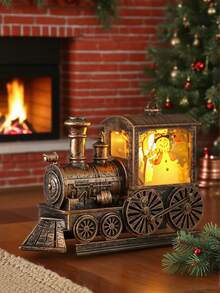 1pc-3D Christmas Train Night Light Decoration,Santa Claus Train LED Lights Festive Snowman, Reindeer Christmas Tree Design Beautiful Plastic Freestanding Upper Lights With Button Battery For Home ,Office Or Various Room Types Holiday Decor Christmas Decorations Winter Room Decor