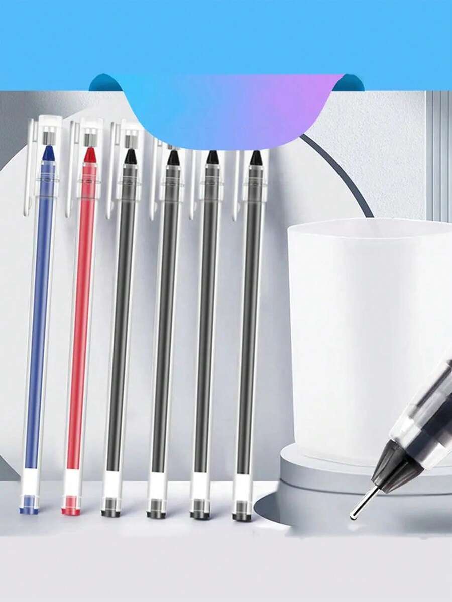 【现货】12支装中性笔Pulpen Gel 3 Warna 0.5mm 华夏万卷大容量中性笔0.5mm针管水笔学生考试文具巨能书写中性笔签字笔碳素笔全针管水笔