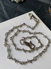 朋克荆棘丝网烧烤裤长腰链嘻哈摇滚哥特女式男式裤子牛仔裤配饰，欧美饰品，派对配饰，派对珠宝，男友礼物，情人节礼物，父亲节礼物 - 彩色 - 查看 2