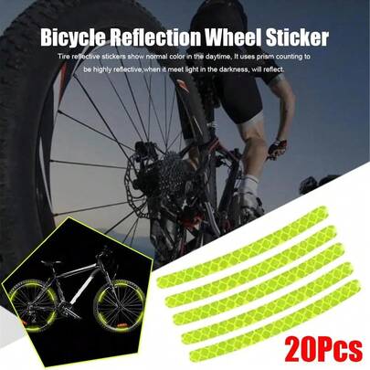 10/20/100 piezas Juego de pegatinas reflectantes para bicicleta de montaña, pegatinas reflectantes para rueda de coche, cinta reflectante de alta visibilidad, adecuada para decoración de rueda de motocicleta, bicicleta, coche, tira luminosa