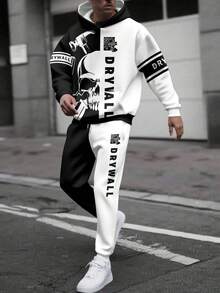 2pcs Plus Size Men's Casual Loose Pullover Hoodie Sweatshirt Set