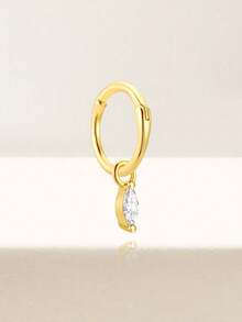 EleRunis 1 pieza Pendientes de aro de plata de ley 925 con forma de marquesa, ligeros y pequeños para perforación de nariz, helix, septo nasal, cartílago y trago, adecuados para uso diario de mujeres