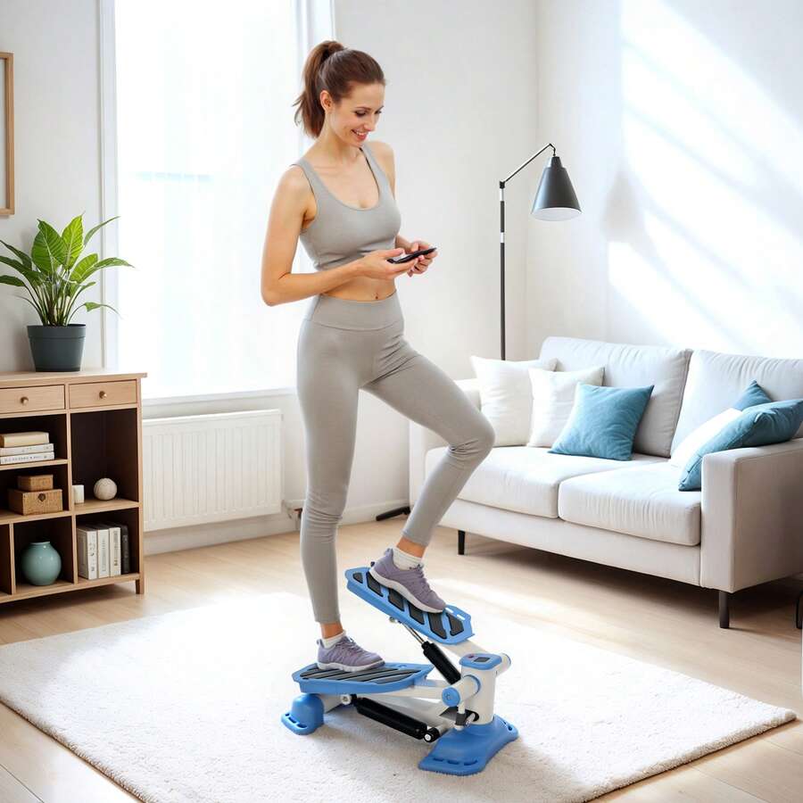 HOMCOM Portable Mini Stepper, Steppers For Exercise Workout With LCD Display Monitor, Anti-Skid Foot Pedals For Home Gym Office, Blue - Blue - View 1