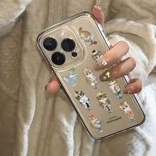 Cute M-Mofusands Cat Phone Case Compatible With  16 15 14 13 12 11 Mini Pro Max X XR XSMax 6S 6 7 8 Plus SE20 Transparent Cover, Cover Compatible With  17 Pro Max Case,  17 Pro Case,  17 Case,  16 Pro Max Case - T-204TM1305A1 - 查看 8