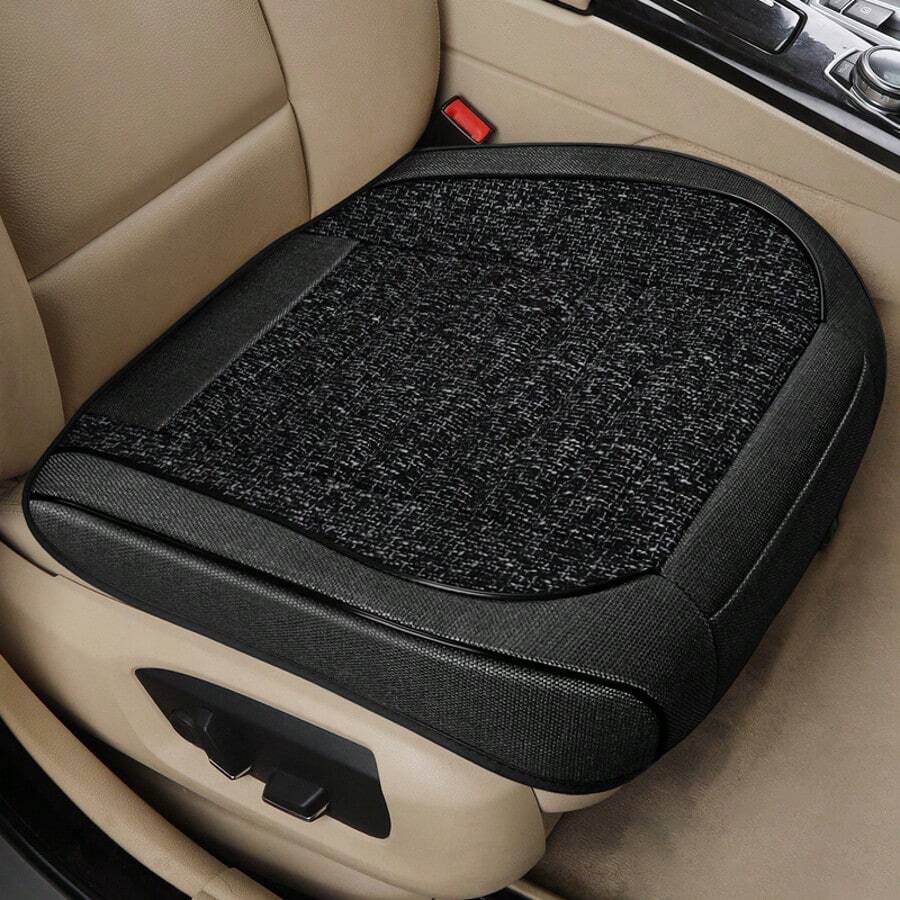 1pc Car Seat Cover, Universal Semi Enclosed Seat Cushion Cover For Four-Wheel Small Cars, No Backrest, Linen Material For Ventilation And Breathability, Comfortable Hand Feel, Universal For All Seasons, Car Interior Accessories