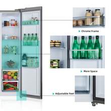 iceBlue 15.6 Cu. Ft. Black Stainless Steel Side-By-Side Refrigerator - Independent Left Freezer & Right Fridge Temperature Control - US B Type Plug(110-127V) - View 5