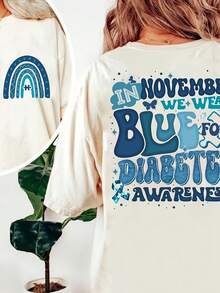 In November We Wear Blue For Diabetes Awareness Shirt, R-Free Month Shirt, Diabetes Port, Blue Ribbon Month Swea220G Cotton Everyday T-Shirt – Feels Like A Hug, Wears Like A Clic – Perfect For Family Photos, Team Events, DIY Printing, Or Lounging – Gift It For Birthdays, Father's Day, Mother's Day, Or Just Beuse Mots - 白色1 - 查看 1