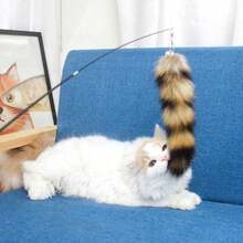 Funny Plush Cat Tail Interactive Cat Teaser Doll, Realistic Faux Fox Tail Plush Doll - Multicolor - View 12