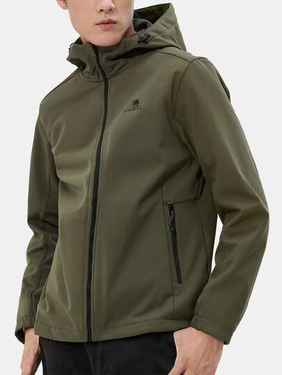 CAMEL CROWN Męska kurtka outdoorowa Soft Shell na jesień, wiatroodporna, wodoodporna, polarowa, ciepła, z kapturem, na co dzień