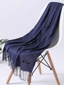 1pc 2025 Autumn/Winter New Women Solid Color Thin Tassel Scarf, Multi Functional Fashion Warm Shawl, Unisex Outdoor Warm Neck Scarf