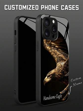 1pc Customized High-Definition Glass Phone Case With Soaring Eagle Pattern, Compatible With IPhone 17 Pro Max/16 Pro Max/15/14 Plus/13 Pro/12 Pro Max/11/Xs Max/8/7/6 Plus, S24 Ultra/S25 Ultra, Fashionable, Colorful, Cute, Fun, Minimalist, Matching Phone Case