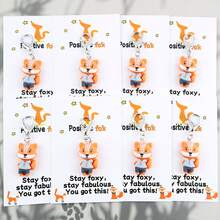 8pcs Cute Resin Fox Keychain Set With Motivational Greeting Card, Ideal For Bag Decoration, Lucky Gift For Fox Lovers, Birthday, Party, Thank You Gift - Multicolor - View 5