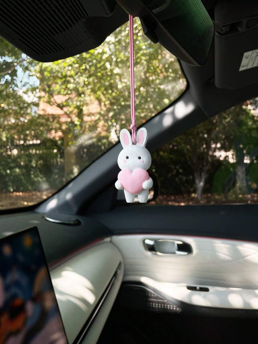 Mặt dây chuyền hình thỏ trái tim dễ thương trang trí gương chiếu hậu xe hơi. - A - Xem 1