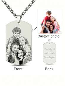 suteyi Spersonalizowany naszyjnik ze zdjęciem i odznaką wojskową, naszyjnik z wyrazem miłości rodzinnej, spersonalizowany naszyjnik ze zdjęciem członka rodziny