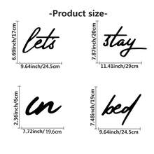 4 metalowe tabliczki ścienne "Let's Stay In Bed", rustykalna dekoracja z żelaza do domu, idealny prezent na parapetówkę