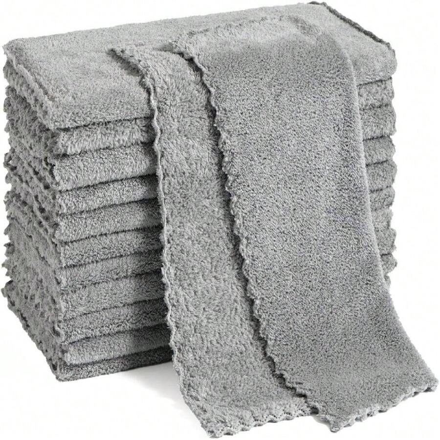 12 Pack Cleaning Cloth,Ultra Soft Absorbent Quick Drying Microfiber Cleaning Rags,No Scratches,Reusable,Washable,Lint Free Cleaning Towels For Kitchen,Window,Glass,Car,12"*12"(Dark Grey),7324588 - 深灰色 - 查看 1