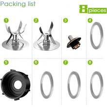 8 Pieces Replacement Part Ice Blades 4961 4980 Jar Bottom Cap 4902 Rubber Gaskets And Coupling Stud Slinger Pin Kit Compatible With Oster & Osterizer Blender Accessories - 1 - 查看 2