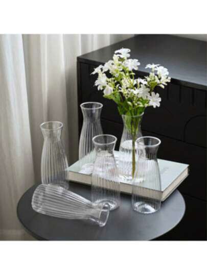 1/2/5/10pcs Modern Minimalist Style Plastic Flower Vase, Thick Transparent Floral Container, No Power Or Battery Needed, Home Decor Flower Pot, Ideal For Tabletop, Wedding, Party, Christmas, Halloween Decoration