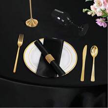 1pc Satin Round Solid Color Tablecloth, Suitable For Wedding Party Dining Banquet - Black - View 13