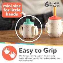Nuby First Training Cup - Silicone Cup With Free-Flow Spout And Easy-Grip Design - 2 Oz - 6+ Months - Coral And Sprinkles
