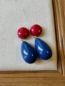 1 Paar Retro Kontrast Farbe geometrische Wassertropfen Ohrringe, einzigartige Mode Statement Ohrringe