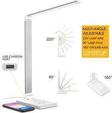 LED Desk Lamp Dimmable Table Lamp Reading Lamp With USB Charging Port, 5 Lighting Modes, 7 Brightness Levels, Sensitive Control, 30/60 Min Auto Timer, Night Light, Foldable Portable Desk Light For Home Office Bedroom Reading, - 白色 - 查看 3