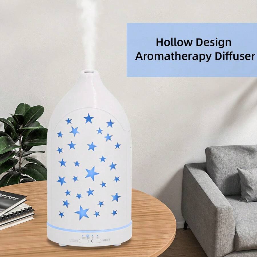 Star Hollow Essential Oil Diffuser  7 Adjustable LED Lights, Whisper-Quiet  Auto Off - White - View 1