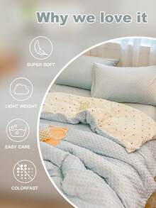 3件AB被套套装，A面波尔卡圆点图案，B面毛绒圆点，可双面使用，100%涤纶，套装包含：1个羽绒被套（带4个角带和拉链）+2个枕套（无枕芯），清爽舒适的图案，柔软的面料，适合秋冬季，可用于卧室/宿舍床上用品（男生/女生宿舍），旅行 - 淺藍色 - 查看 9