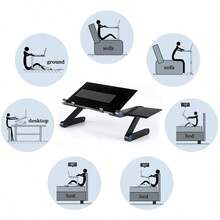 Folding Laptop Desk Table Bed Adjustable Portable Computer Stand Tray Furniture - Black - View 8