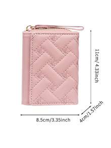 Linda carteira curta com zíper para mulheres, com três dobras e bordado, nova bolsa moderna com vários compartimentos para cartões, bolsa pequena e porta-moedas; bolsa com vários compartimentos para cartões, bolsa pequena e porta-moedas para mulheres, adequada para uso diário; um presente perfeito para amigos e amantes. - Bege - Ver 5