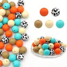 50pcs Assorted Color Silicone Beads, Suitable For DIY Jewelry, Bracelets, Necklaces, Keychains, Beaded Pens And Crafts - Printed Silicone Beads Combination - View 32