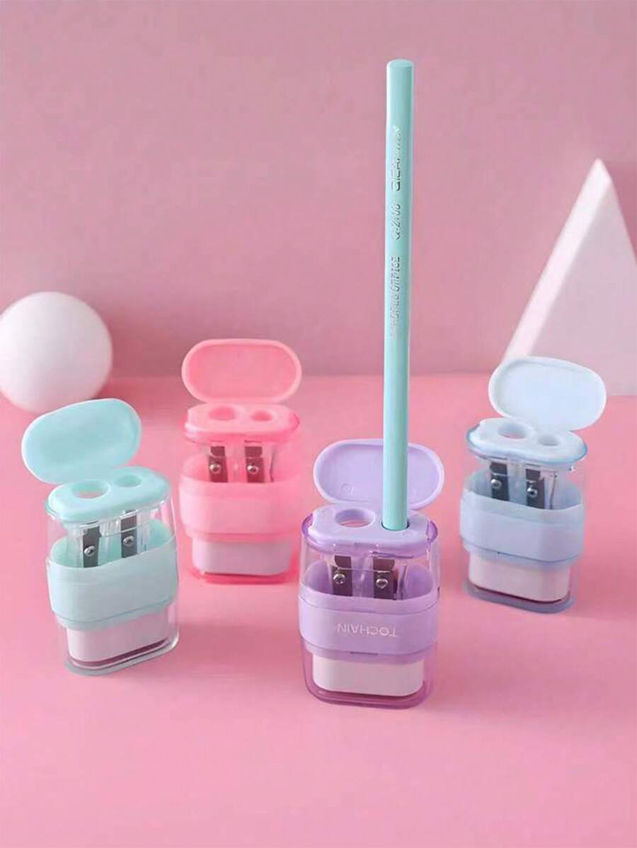 2 in 1 Gomma Multifunzionale con Temperamatite, Gomma per Studenti, Gomma Creativa - Gomma Pulita, Compatta e Pratica, Facile da Pulire, Buona Flessibilità - Temperamatite Portatile a Doppio Foro, Regalo Originale Adatto per Studenti, Forniture Scolastiche, Rientro a Scuola, Regali per le Feste, Forniture per Ufficio, Ideale per Matite, Gomme, Ufficio, Scrittura, Pittura, Lettura