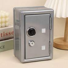 POKOJA LAND 1pc All-Metal Password Piggy Bank With Built-In Removable Coin Box + 2 Keys, Minimalist White Password & Key Dual-Lock Metal Money Saving Box, Birthday Gift - White - View 17